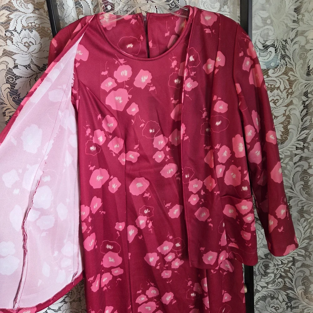 Vintage 60s Sears Floral Pink Dress and Jacket Set